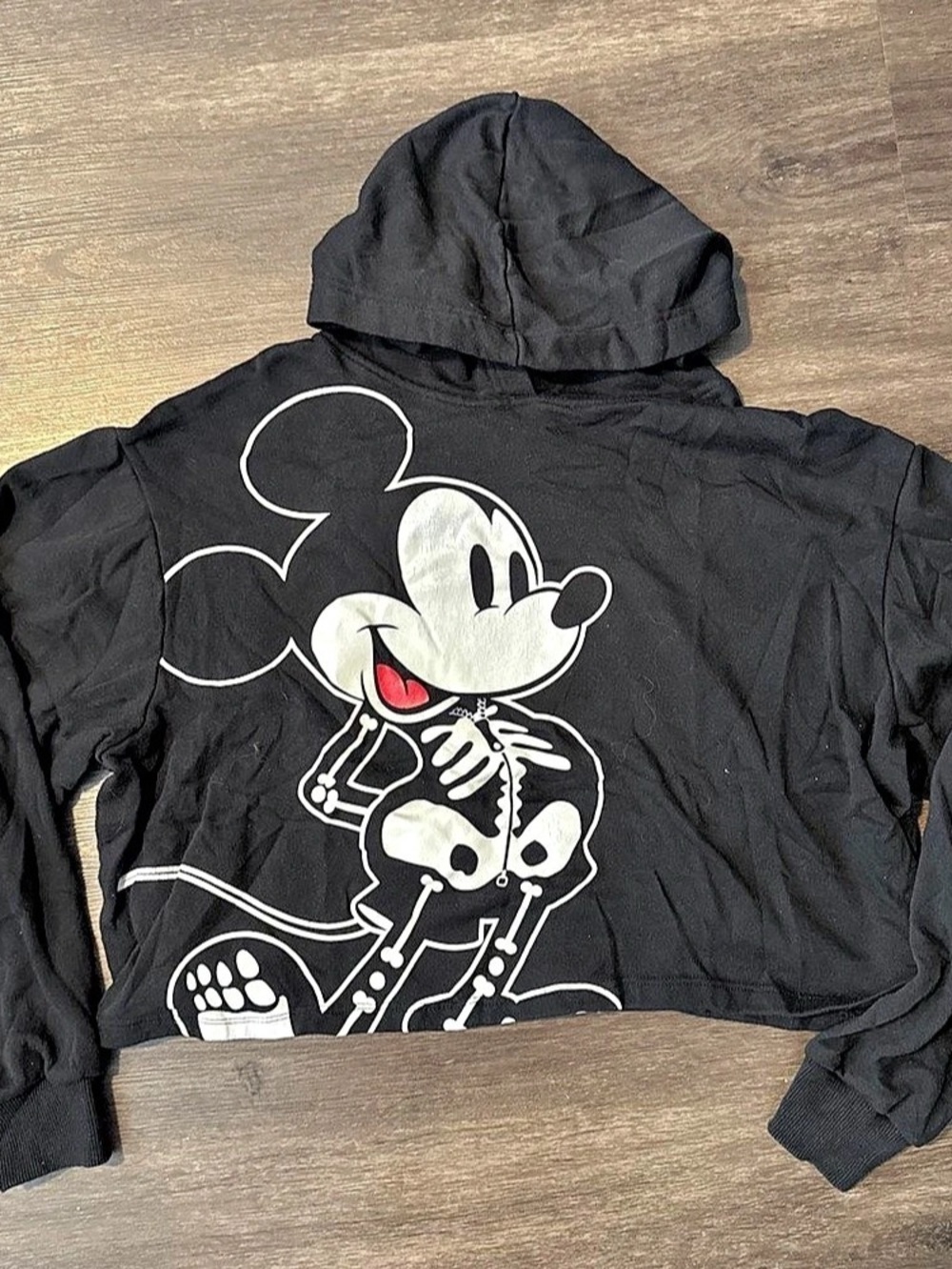 Disney Mickey Mouse Skeleton Hoodie Skeleton Black & White Graphic Jacket